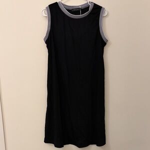 Amazon Black Midi Dress with White Trim